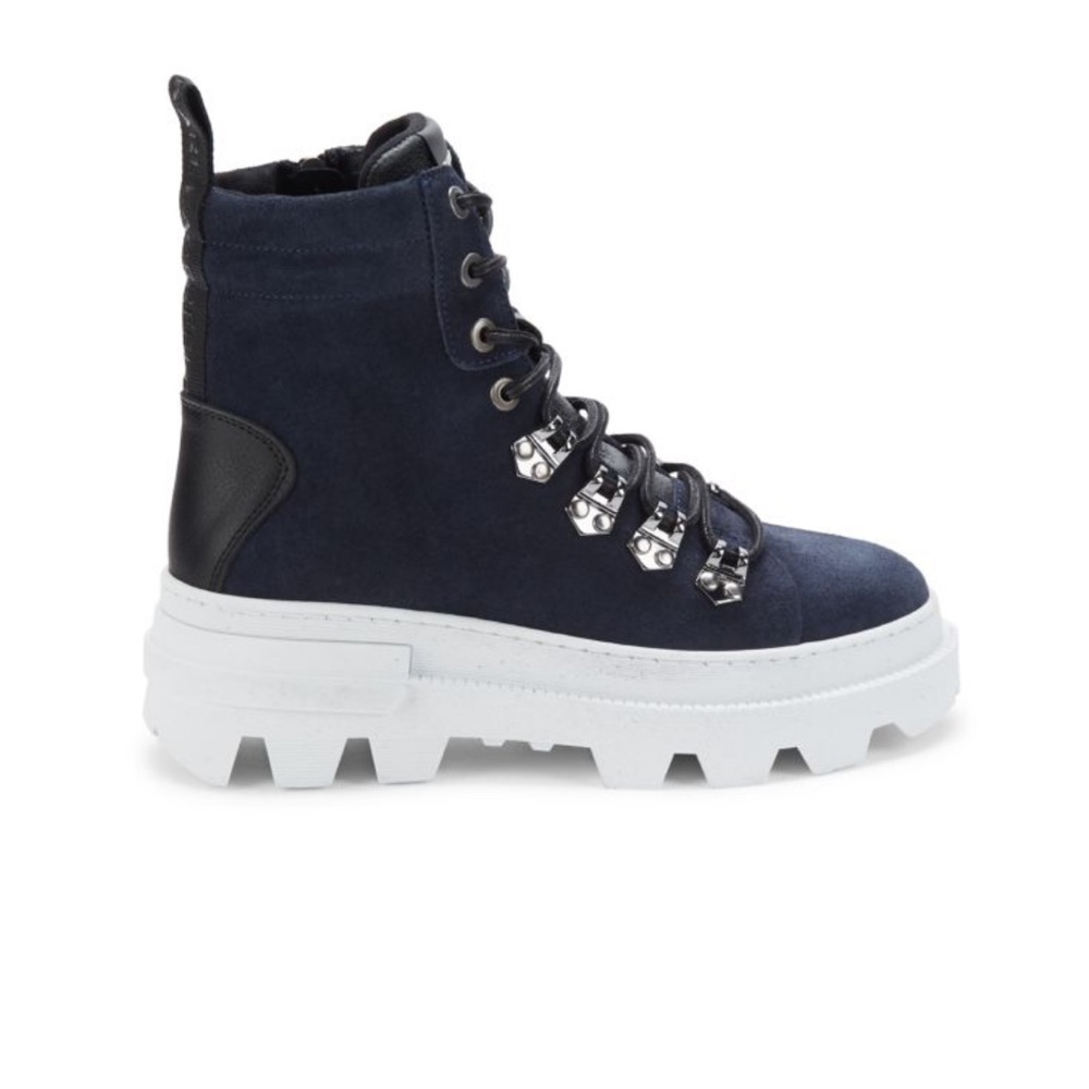 Karl Lagerfeld New Made in Europe! Navy White Chunky Boots suede/leather